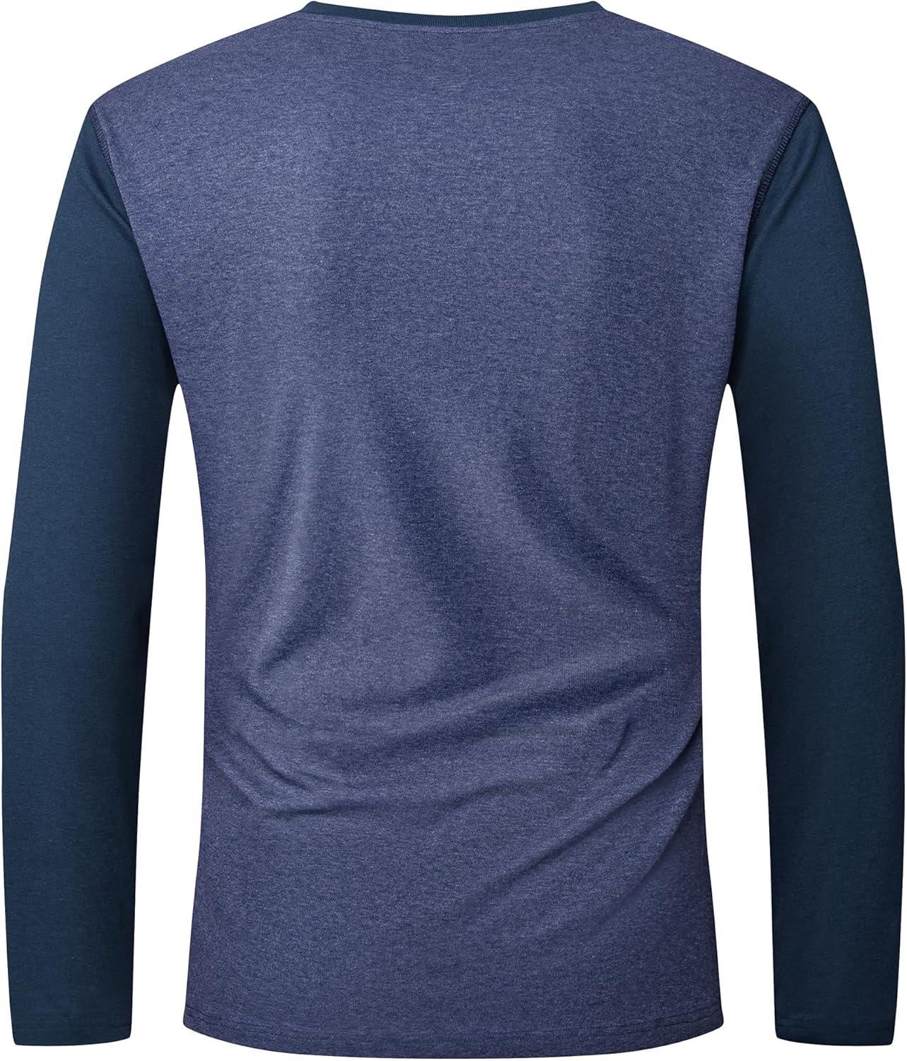 imageZITY Mens Henley Shirt Long Sleeve with Pocket Classic Casual Shirt for Men Fashion Pullover Tee Shirts01dark Blue