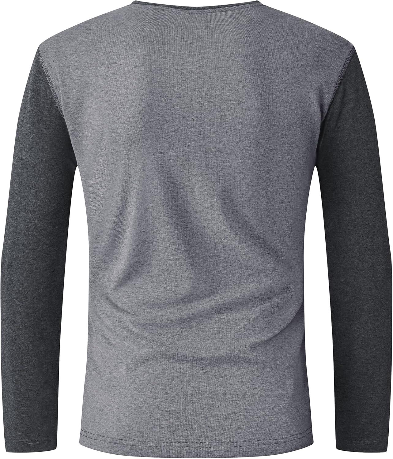 imageZITY Mens Henley Shirt Long Sleeve with Pocket Classic Casual Shirt for Men Fashion Pullover Tee Shirts01dark Grey