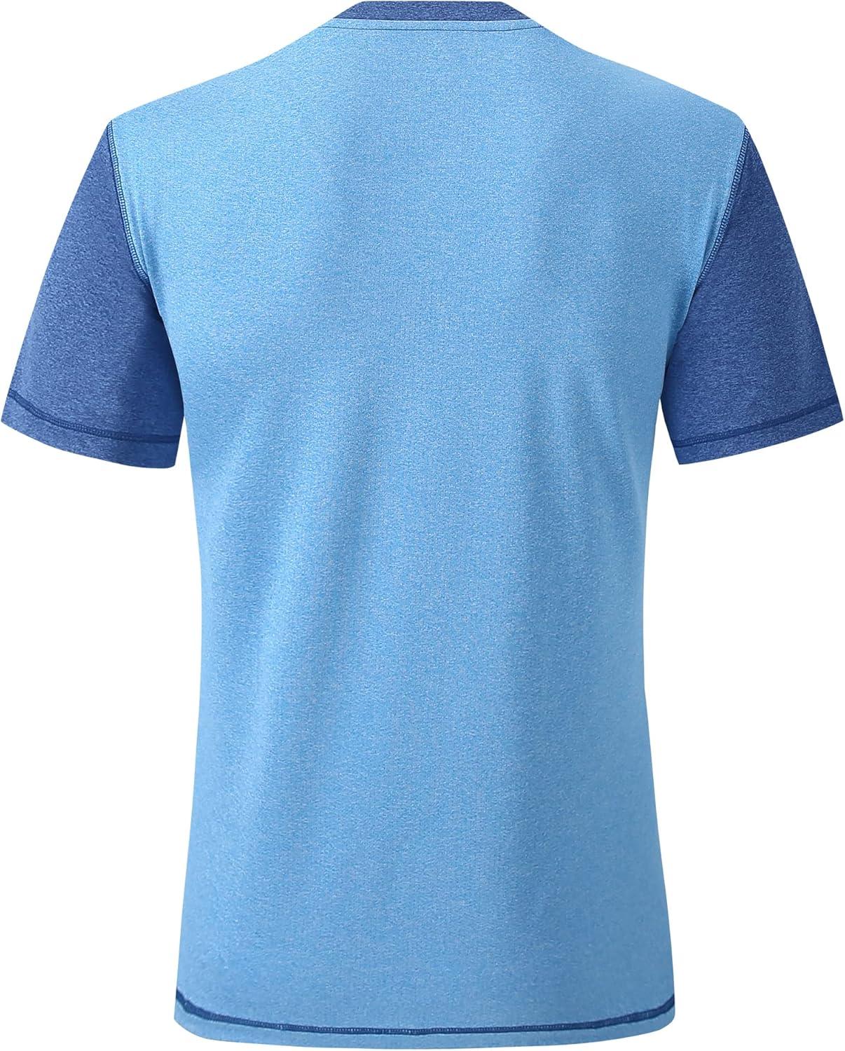 imageZITY Mens Henley Shirts Short Sleeve Pocket Shirts for Man Casual Summer Shirts with 3 Buttons1capri Blue