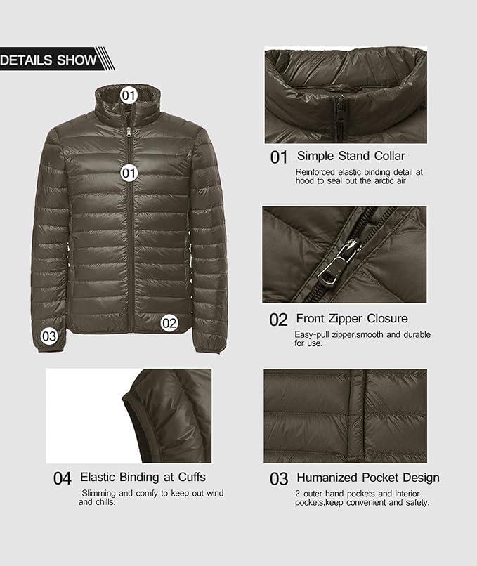 imageZITY Mens Lightweight Puffer Winter Jacket Hooded Insulated Puffy Coat for Snow Ski Hiking Travel Green L