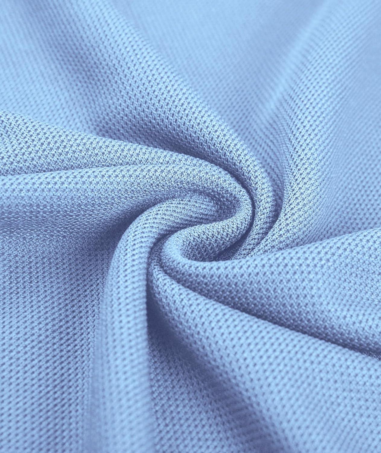 imageZITY Mens Polo Shirts Button Down Lightweight Moisture Wicking Long Sleeve Tactical Golf Performance Casual Shirts Work TeeMoon Blue
