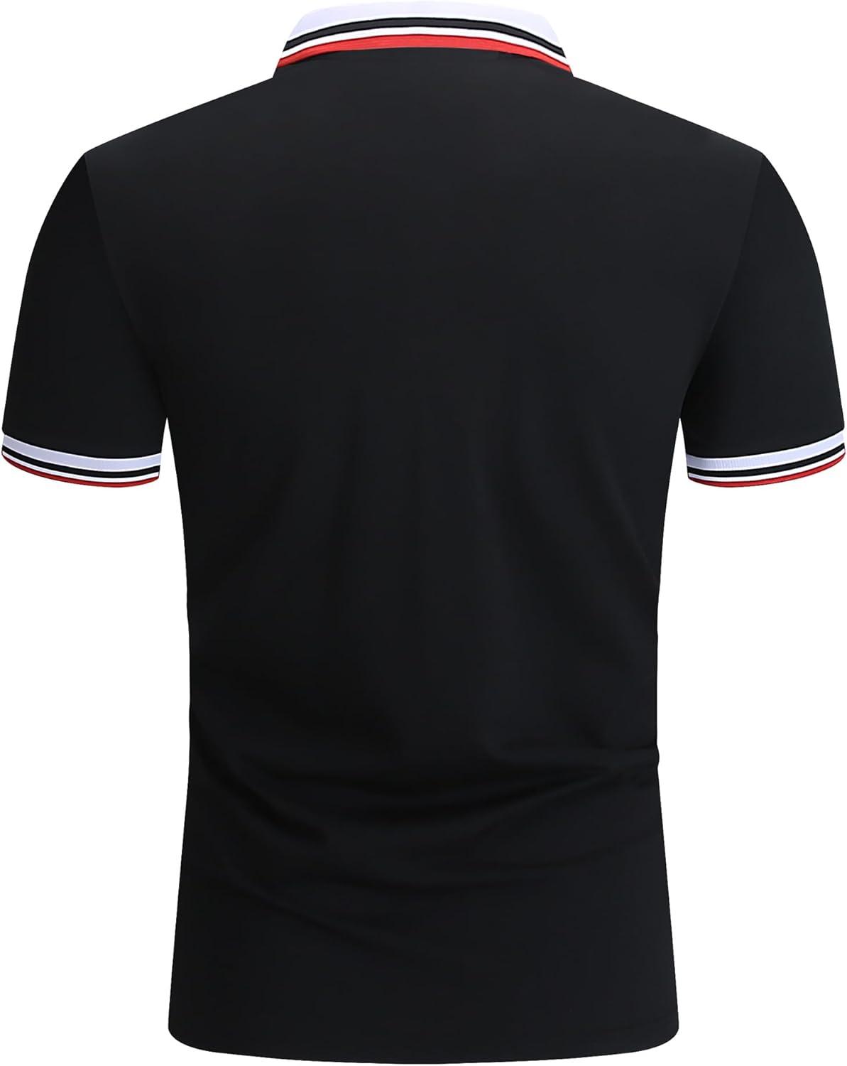 imageZITY Mens Polo Shirts Casual Classic Short Sleeve Contrast Collar Polo T Shirts Moisture Wicking Golf ShirtBlack