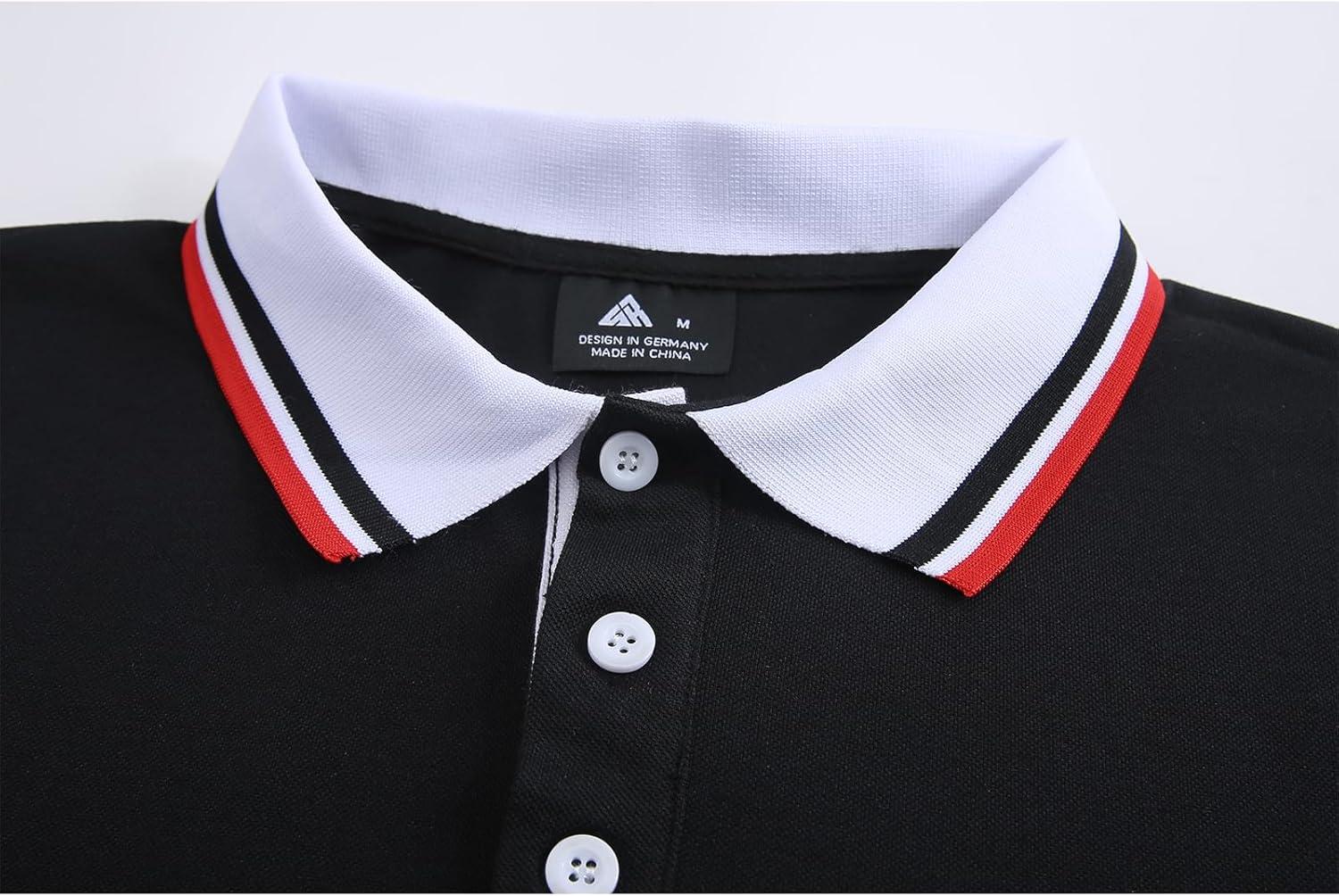 imageZITY Mens Polo Shirts Casual Classic Short Sleeve Contrast Collar Polo T Shirts Moisture Wicking Golf ShirtBlack