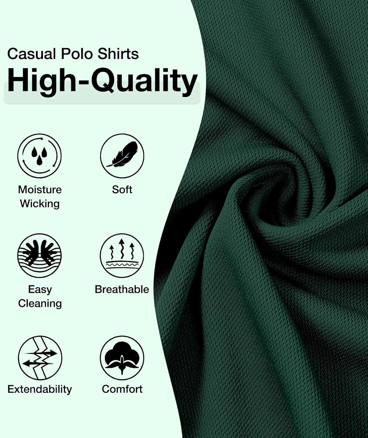 imageZITY Mens Polo Shirts Casual Short Sleeve Athletic TShirts Classic Contrast Collar Shirt with PocketForest Green