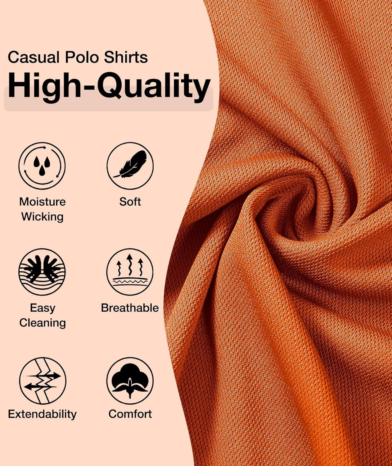 imageZITY Mens Polo Shirts Casual Short Sleeve Athletic TShirts Classic Contrast Collar Shirt with PocketOrange
