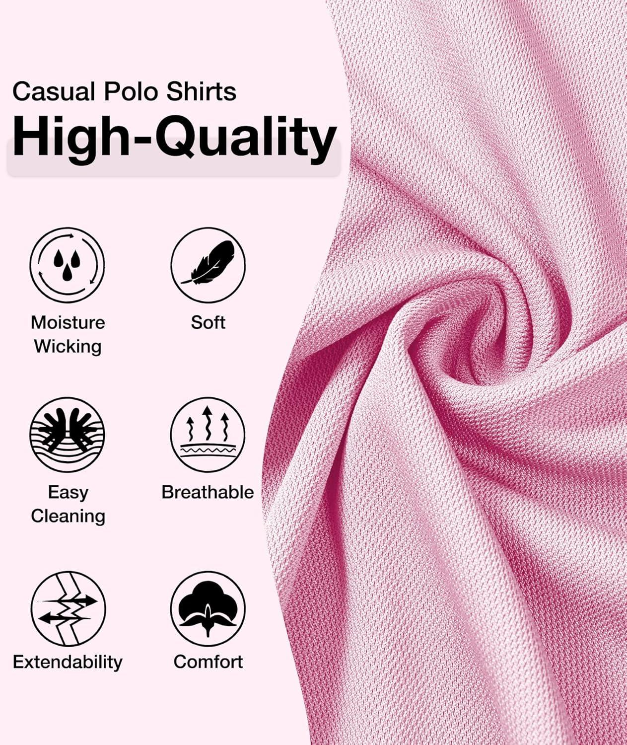 imageZITY Mens Polo Shirts Casual Short Sleeve Athletic TShirts Classic Contrast Collar Shirt with PocketPink
