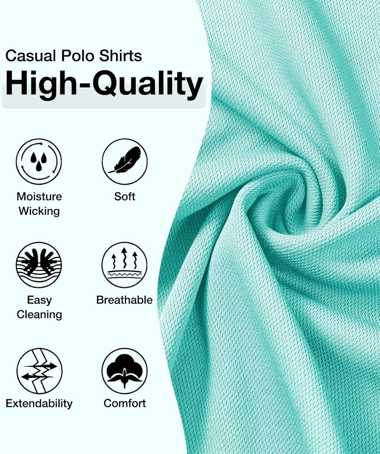 imageZITY Mens Polo Shirts Casual Short Sleeve Athletic TShirts Classic Contrast Collar Shirt with PocketTurquoise