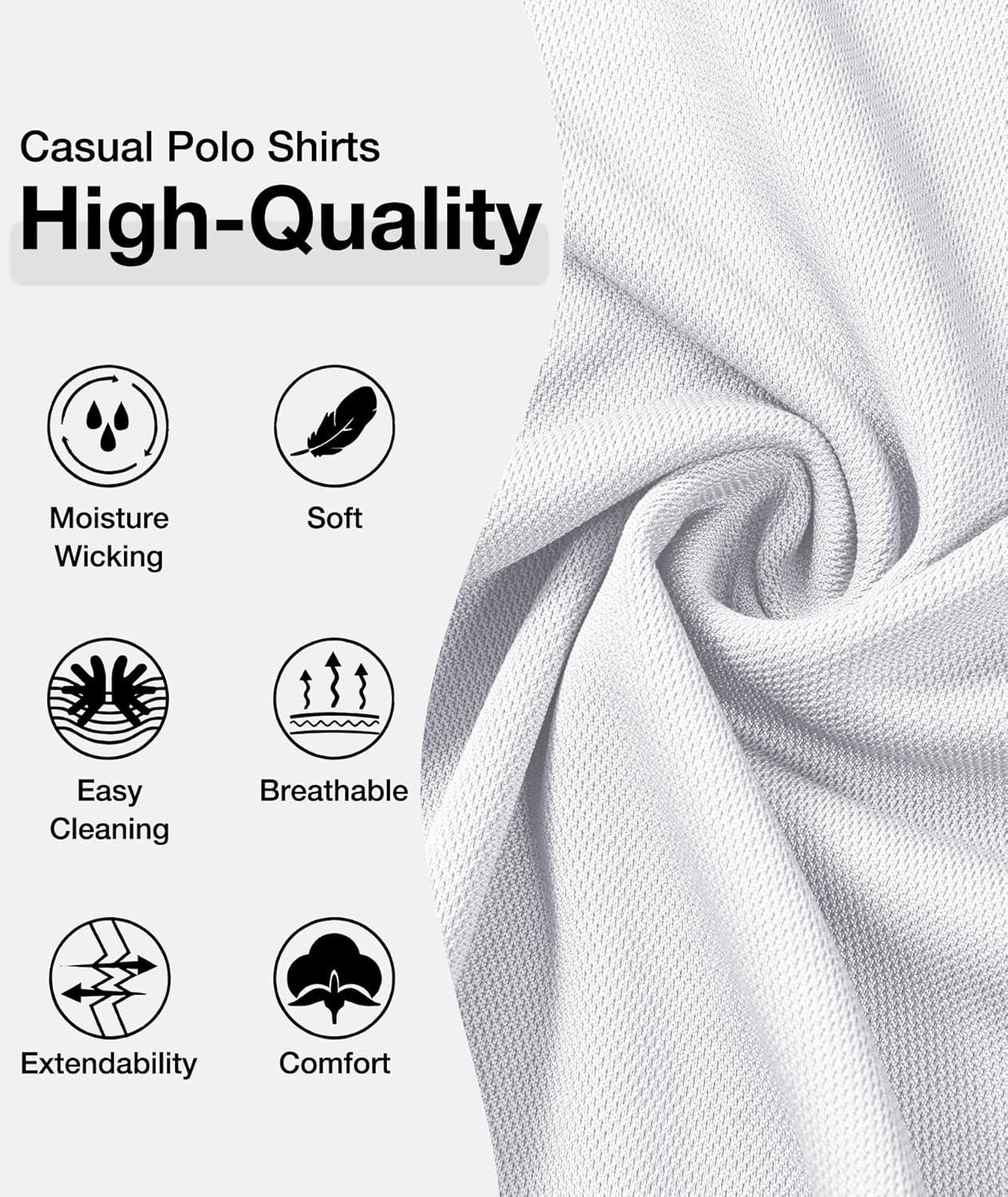 imageZITY Mens Polo Shirts Casual Short Sleeve Athletic TShirts Classic Contrast Collar Shirt with PocketWhite