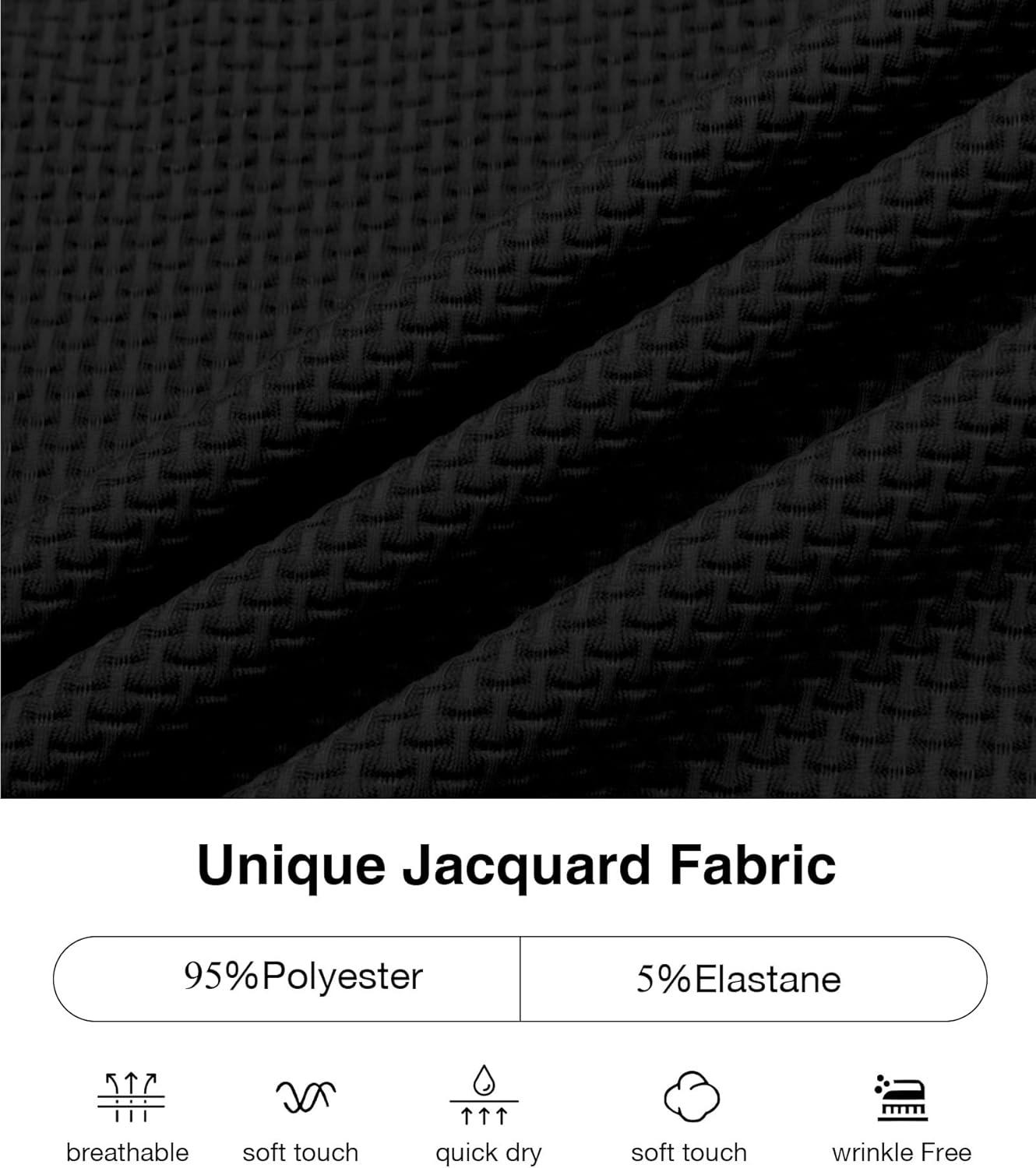 imageZITY Mens Polo Shirts Short Sleeve Athletic Golf Polos Moisture Wicking Casual Polo Shirts for Men Jacquard Collared T ShirtsBlack