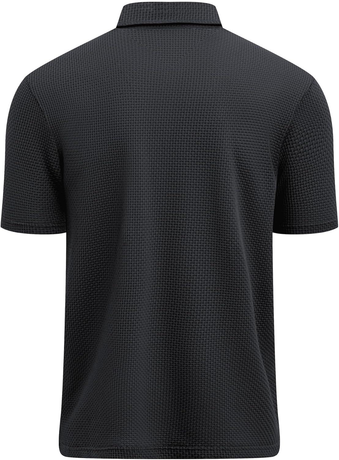 imageZITY Mens Polo Shirts Short Sleeve Athletic Golf Polos Moisture Wicking Casual Polo Shirts for Men Jacquard Collared T ShirtsDeep Grey