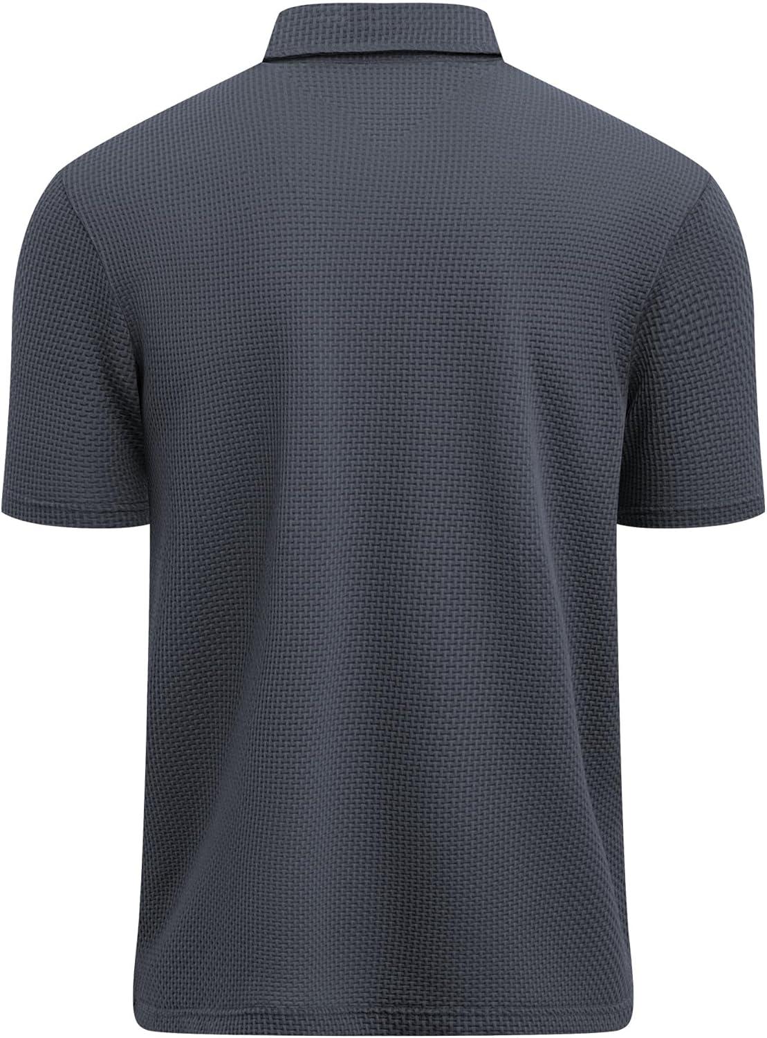 imageZITY Mens Polo Shirts Short Sleeve Athletic Golf Polos Moisture Wicking Casual Polo Shirts for Men Jacquard Collared T ShirtsGrey