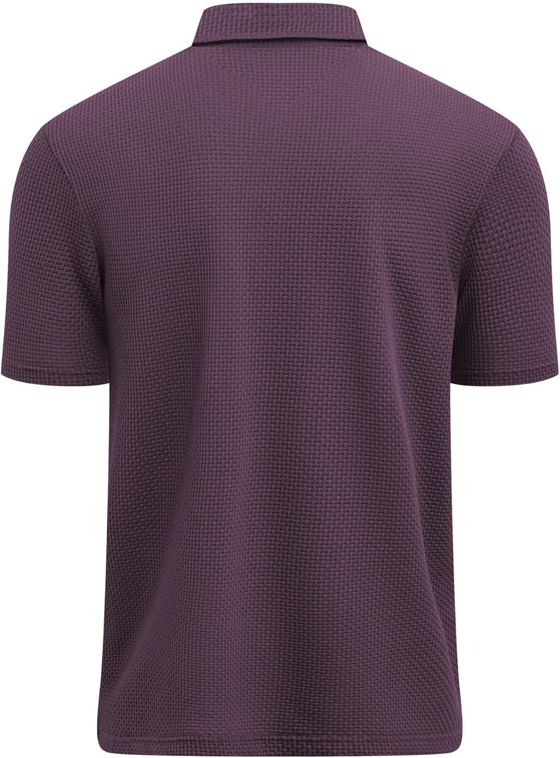 imageZITY Mens Polo Shirts Short Sleeve Athletic Golf Polos Moisture Wicking Casual Polo Shirts for Men Jacquard Collared T ShirtsPurple