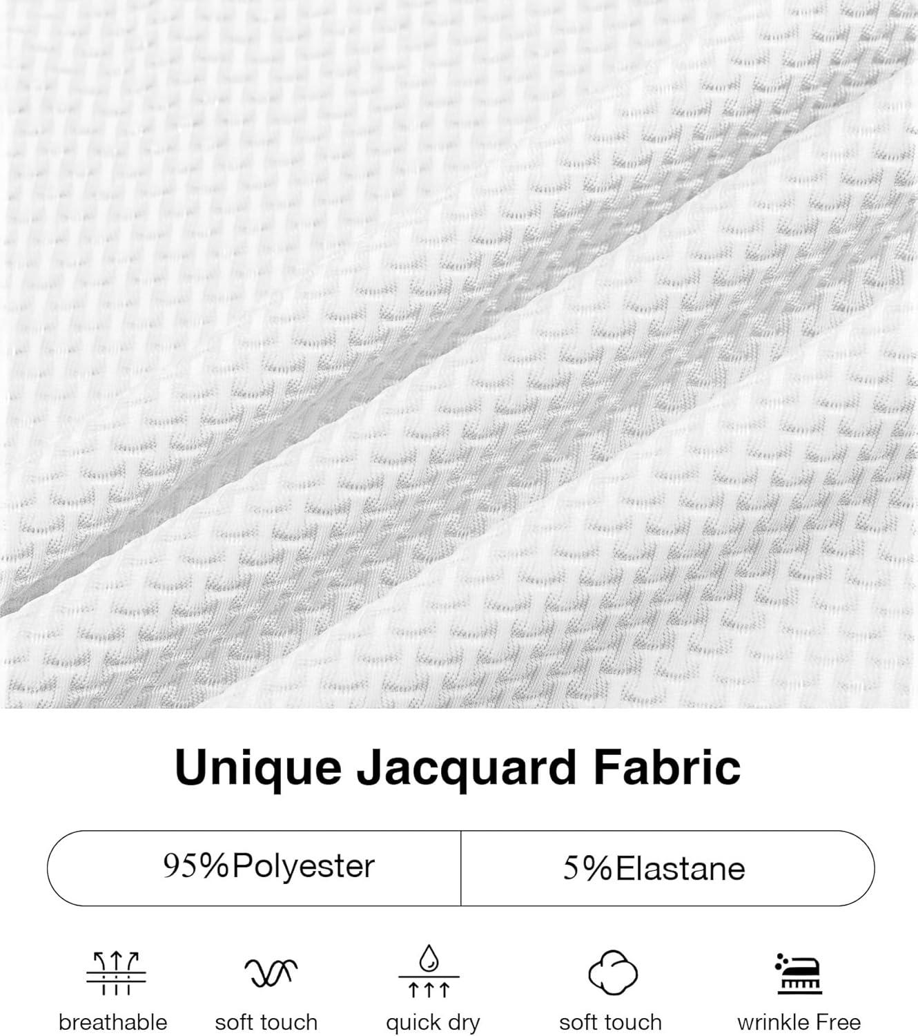 imageZITY Mens Polo Shirts Short Sleeve Athletic Golf Polos Moisture Wicking Casual Polo Shirts for Men Jacquard Collared T ShirtsWhite