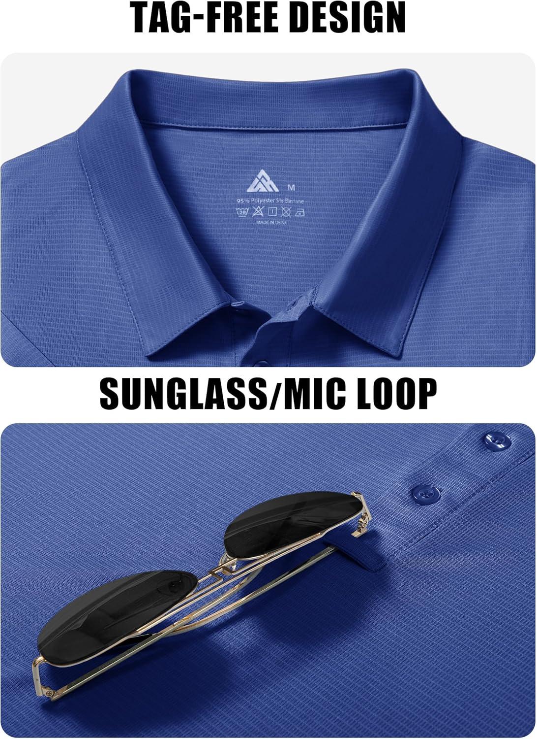 imageZITY Mens Polo Shirts Short Sleeve Performance Moisture Wicking Work Golf ShirtBlue