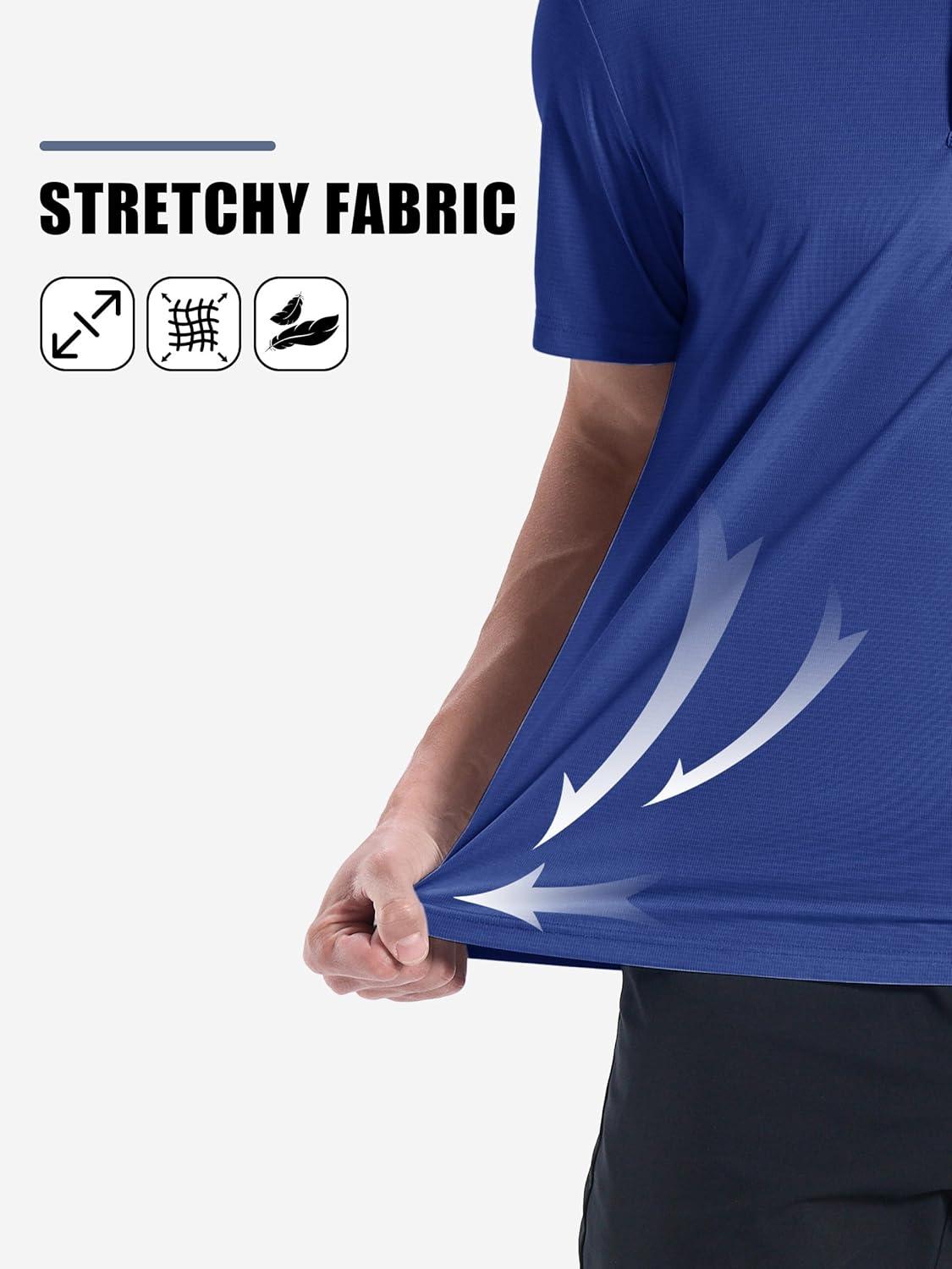 imageZITY Mens Polo Shirts Short Sleeve Performance Moisture Wicking Work Golf ShirtBlue