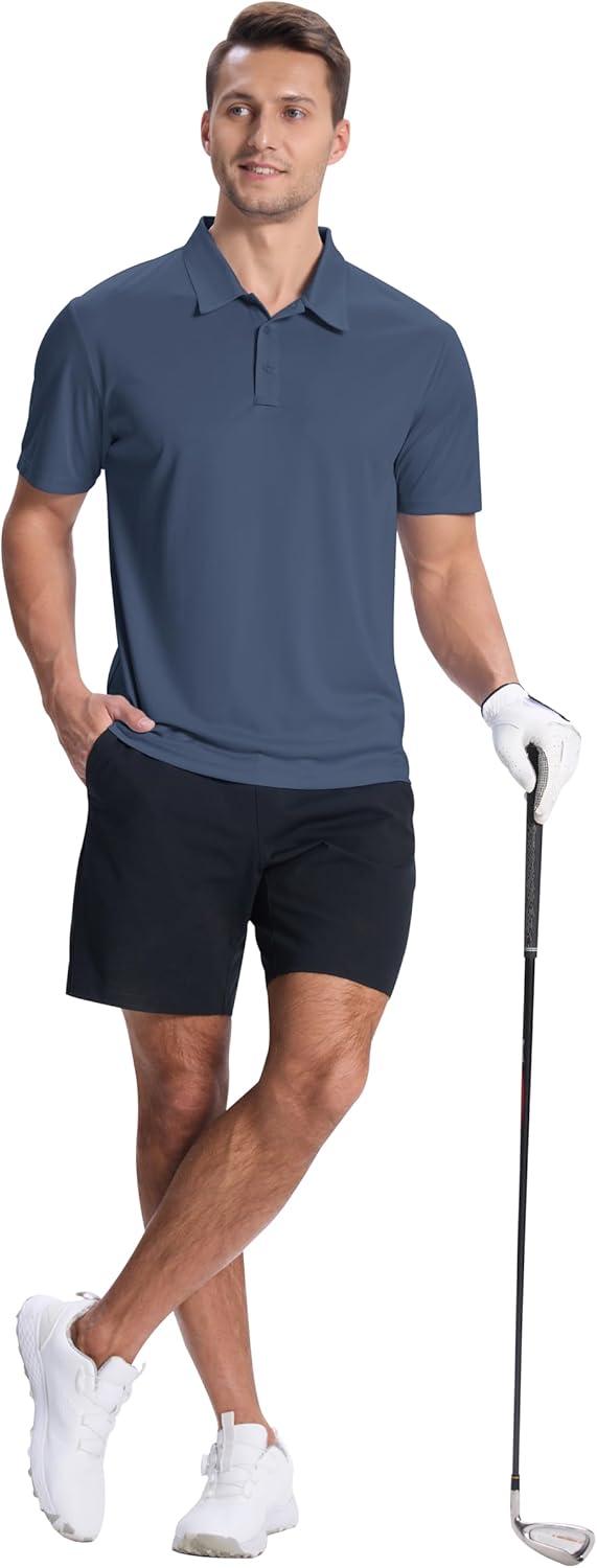 imageZITY Mens Polo Shirts Short Sleeve Performance Moisture Wicking Work Golf ShirtDark Grey