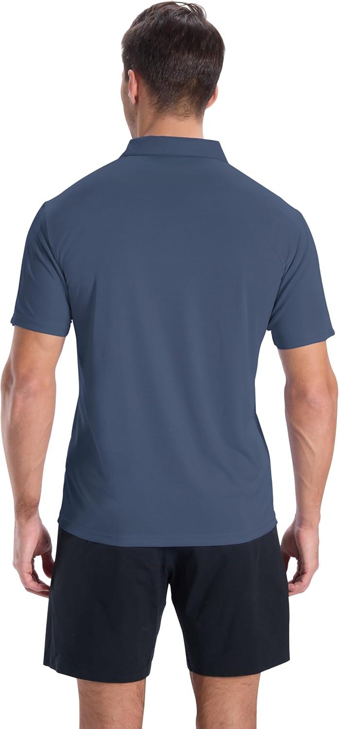 imageZITY Mens Polo Shirts Short Sleeve Performance Moisture Wicking Work Golf ShirtDark Grey