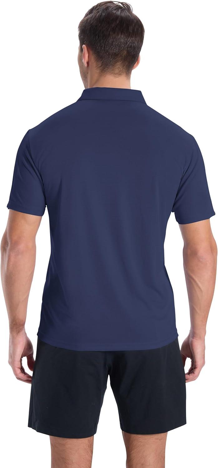 imageZITY Mens Polo Shirts Short Sleeve Performance Moisture Wicking Work Golf ShirtNavy