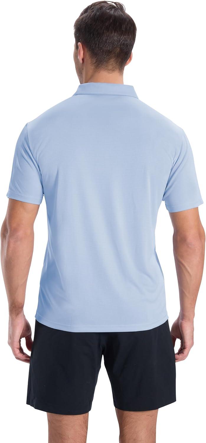 imageZITY Mens Polo Shirts Short Sleeve Performance Moisture Wicking Work Golf ShirtSky Blue