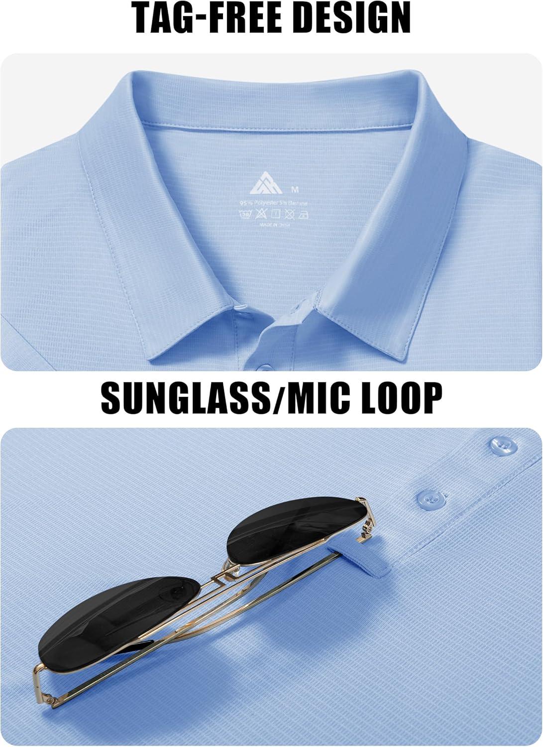 imageZITY Mens Polo Shirts Short Sleeve Performance Moisture Wicking Work Golf ShirtSky Blue