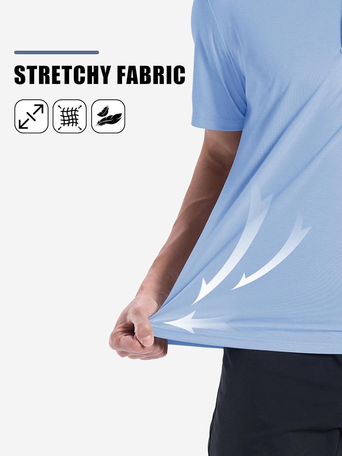 imageZITY Mens Polo Shirts Short Sleeve Performance Moisture Wicking Work Golf ShirtSky Blue
