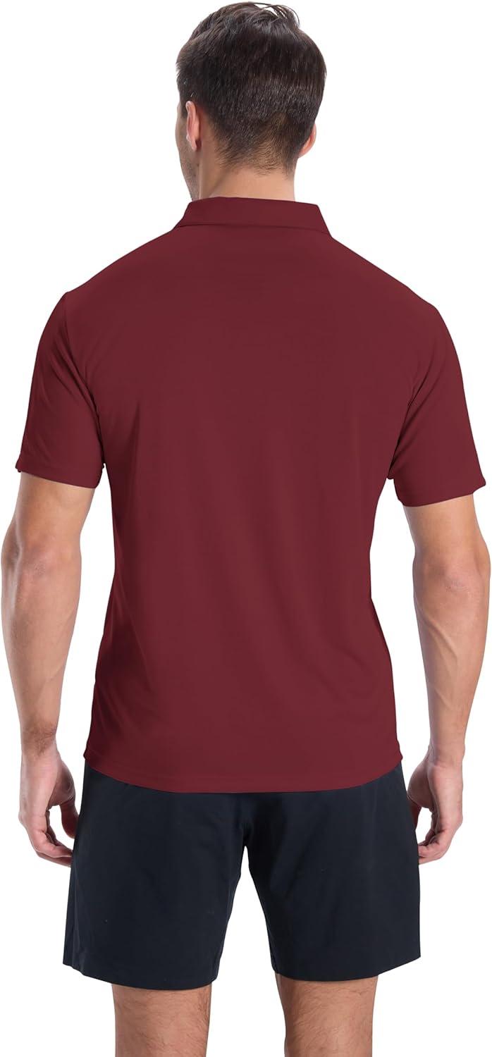 imageZITY Mens Polo Shirts Short Sleeve Performance Moisture Wicking Work Golf ShirtWine Red