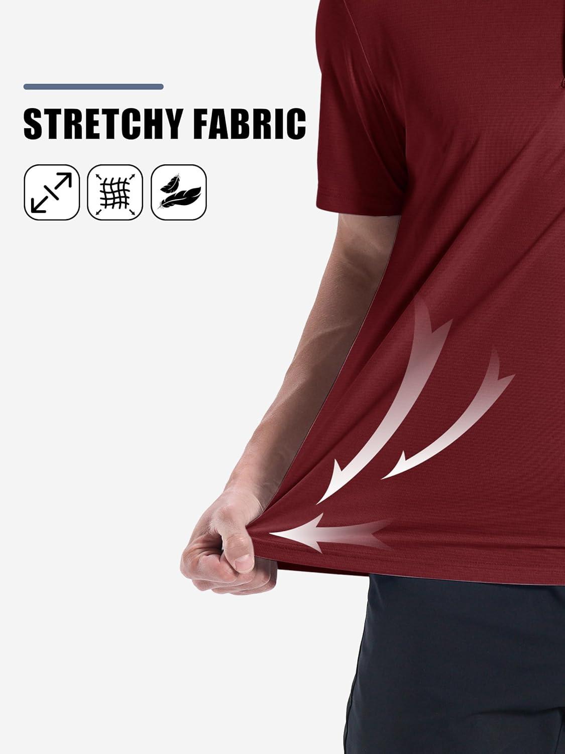 imageZITY Mens Polo Shirts Short Sleeve Performance Moisture Wicking Work Golf ShirtWine Red