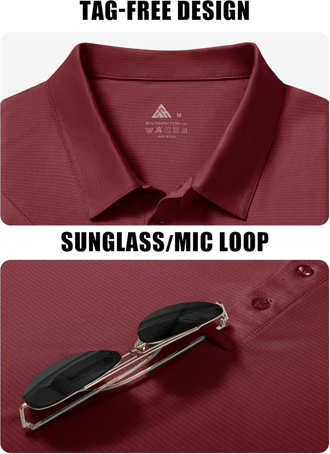 imageZITY Mens Polo Shirts Short Sleeve Performance Moisture Wicking Work Golf ShirtWine Red