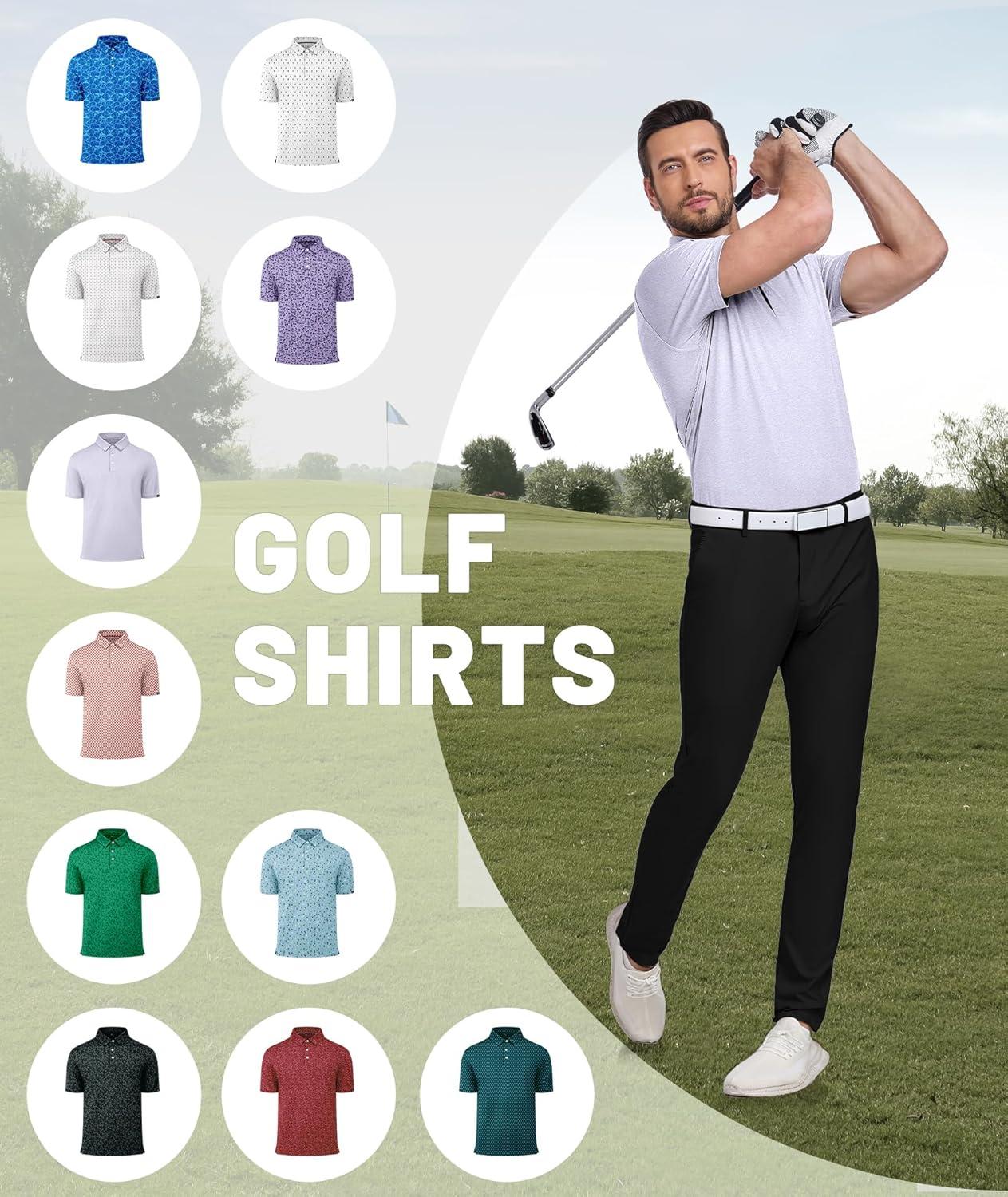 imageZITY Mens Print Polo Shirts Short Sleeve Moisture Wicking Shirts for Men Golf Tennis Daily Casual Collared TShirtLight Purple Wave