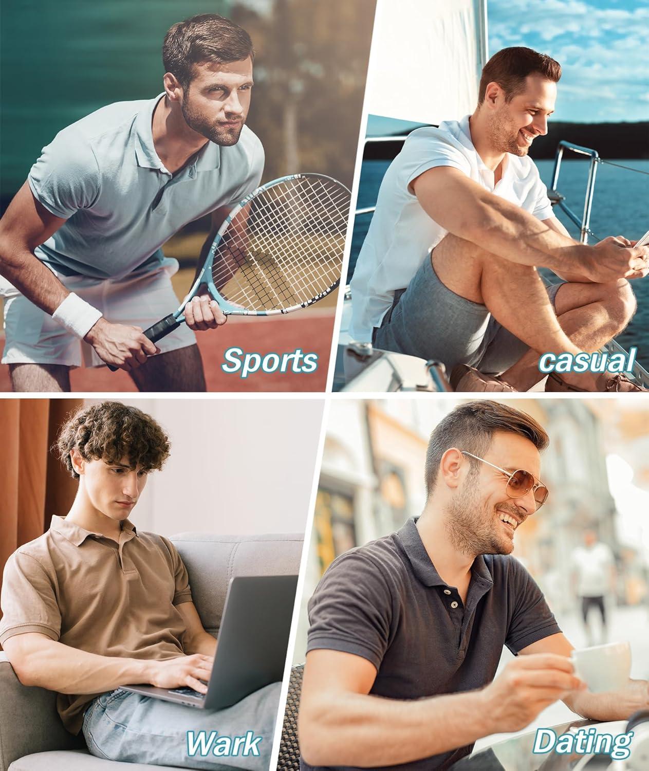 imageZITY Mens Quarter Zip Polo Shirts Casual Classic Short Sleeve Contrast Collar Polo T ShirtsNavy