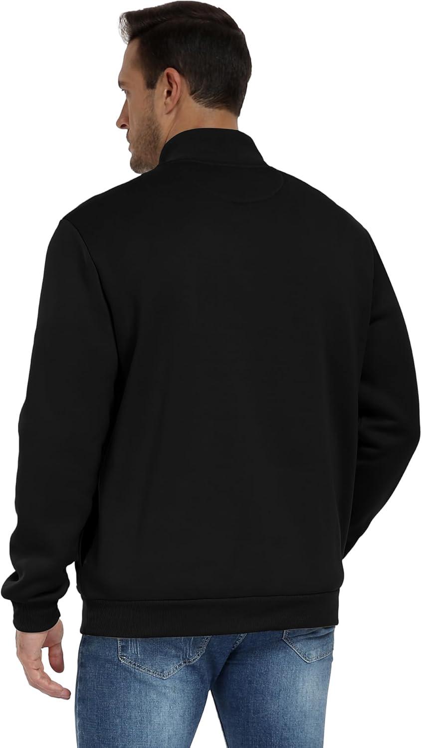 imageZITY Mens Quarter Zip Pullover Fleece Lined Long Sleeve Casual Sweatshirts with Side PocketsBlack