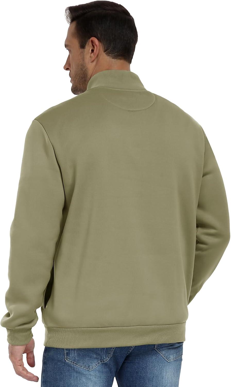 imageZITY Mens Quarter Zip Pullover Fleece Lined Long Sleeve Casual Sweatshirts with Side PocketsLight Green