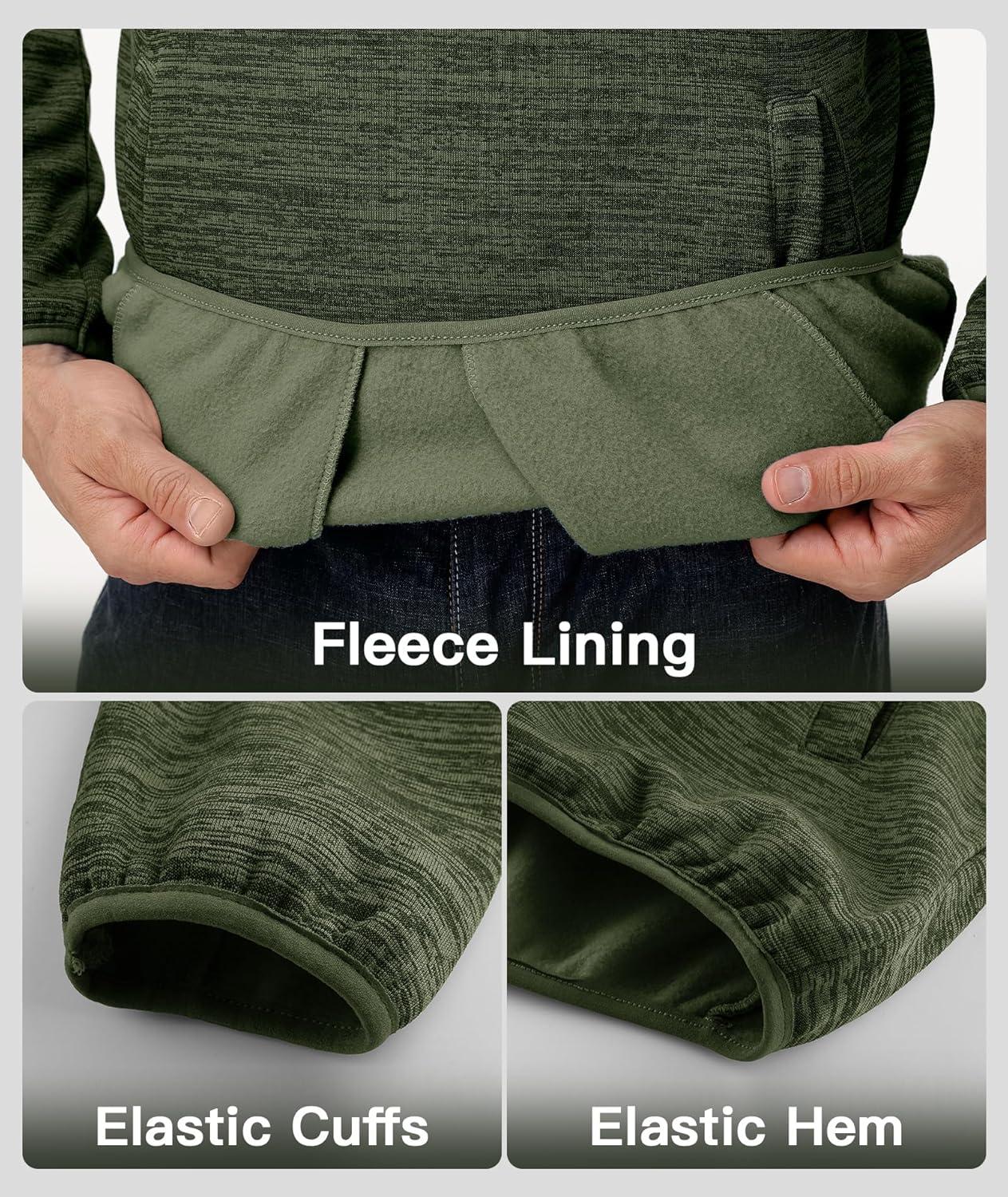 imageZITY Mens Quarter Zip Pullover Mock Neck Fleece Lined Thermal Sweatshirt with Pocket Polo SweatersArmy Green