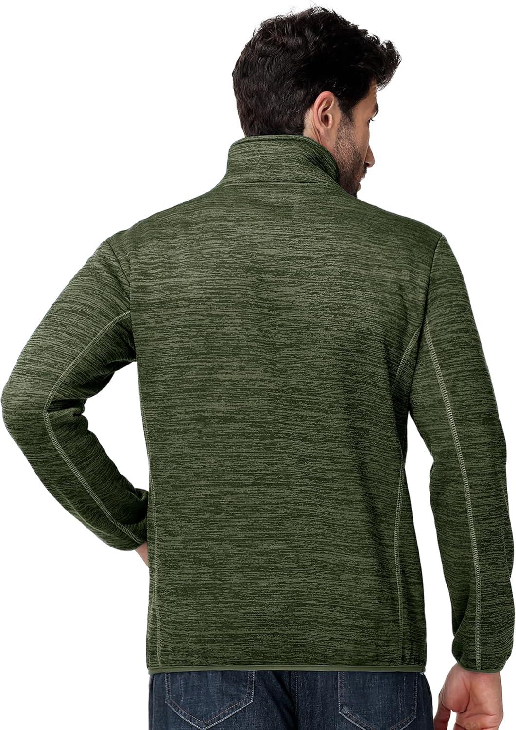 imageZITY Mens Quarter Zip Pullover Mock Neck Fleece Lined Thermal Sweatshirt with Pocket Polo SweatersArmy Green