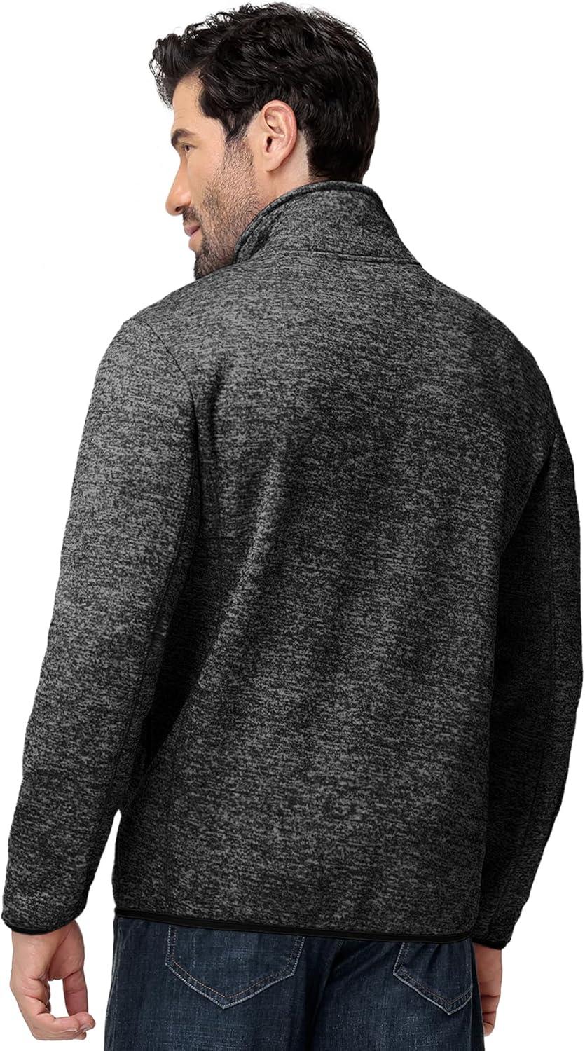 imageZITY Mens Quarter Zip Pullover Mock Neck Fleece Lined Thermal Sweatshirt with Pocket Polo SweatersBlack