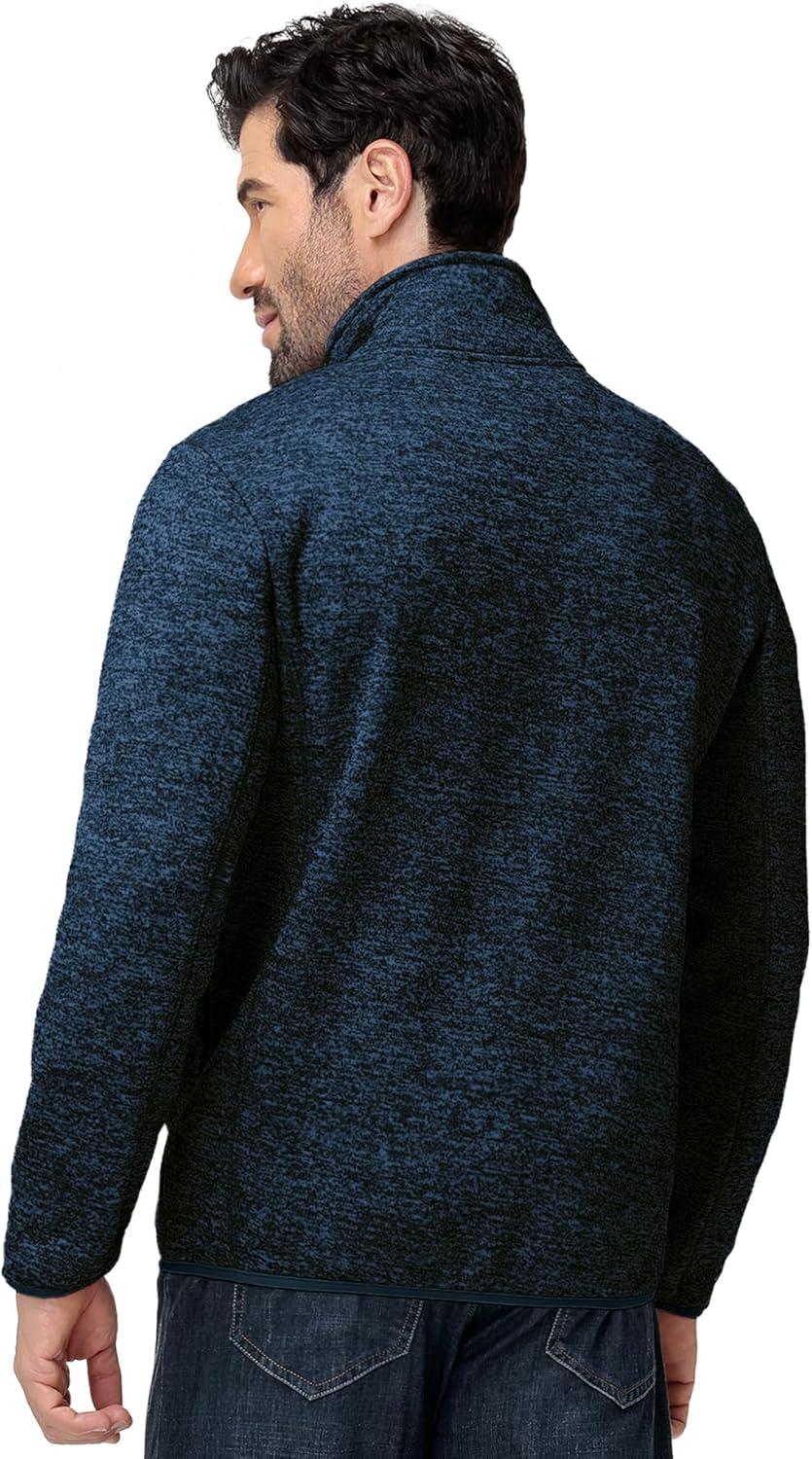 imageZITY Mens Quarter Zip Pullover Mock Neck Fleece Lined Thermal Sweatshirt with Pocket Polo SweatersDark Blue