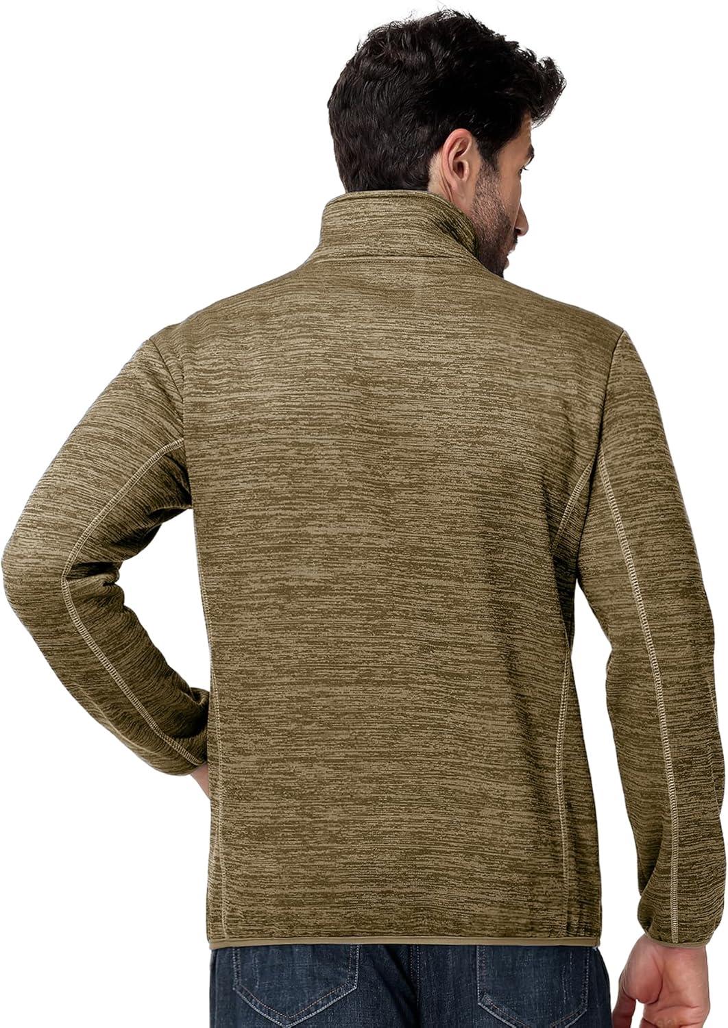 imageZITY Mens Quarter Zip Pullover Mock Neck Fleece Lined Thermal Sweatshirt with Pocket Polo SweatersKhaki