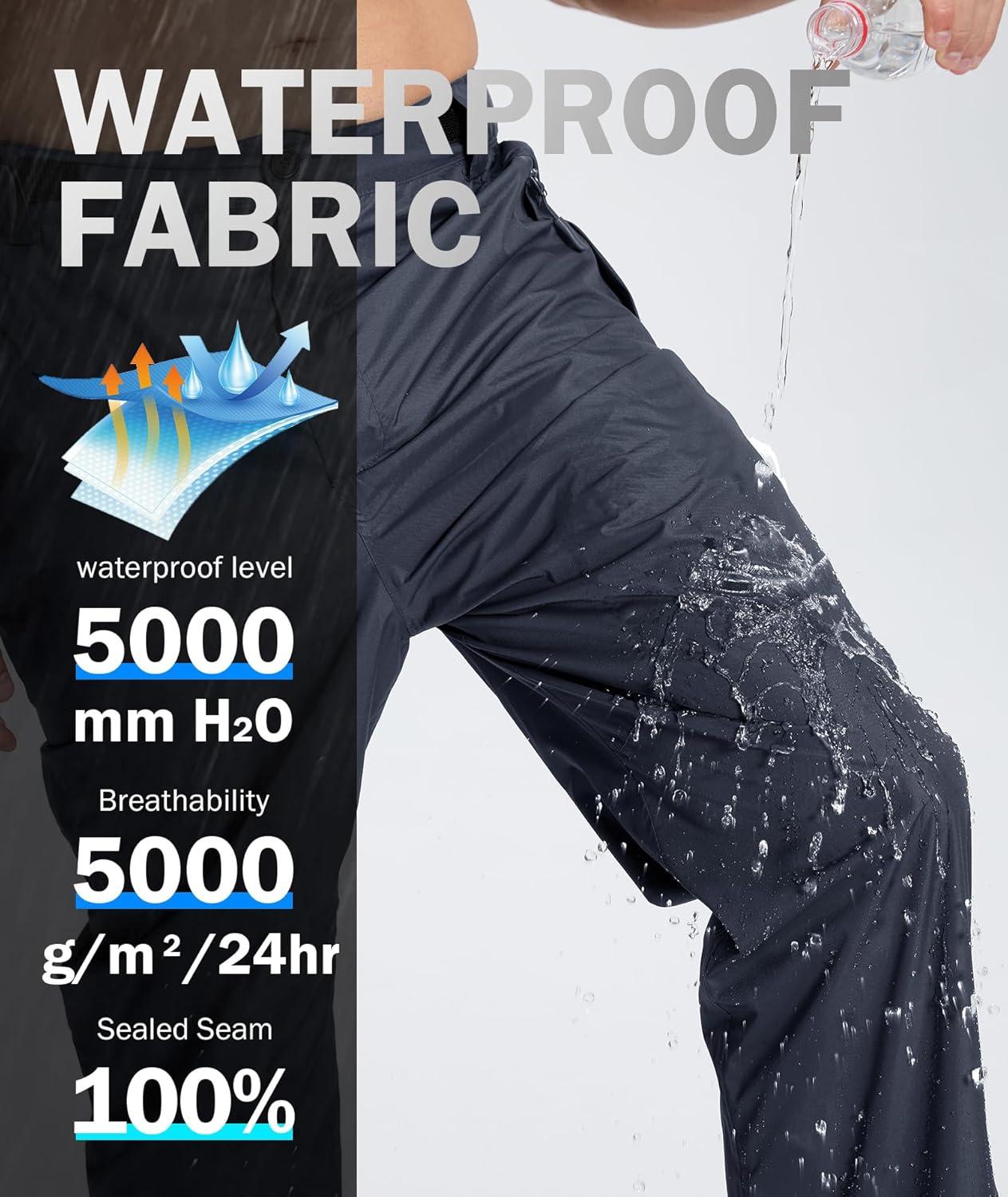 imageZITY Mens Rain Over Pants Waterproof Heavy Duty Thick Hiking Pants Golf Pants with Lightweight Packable BagDark Gray