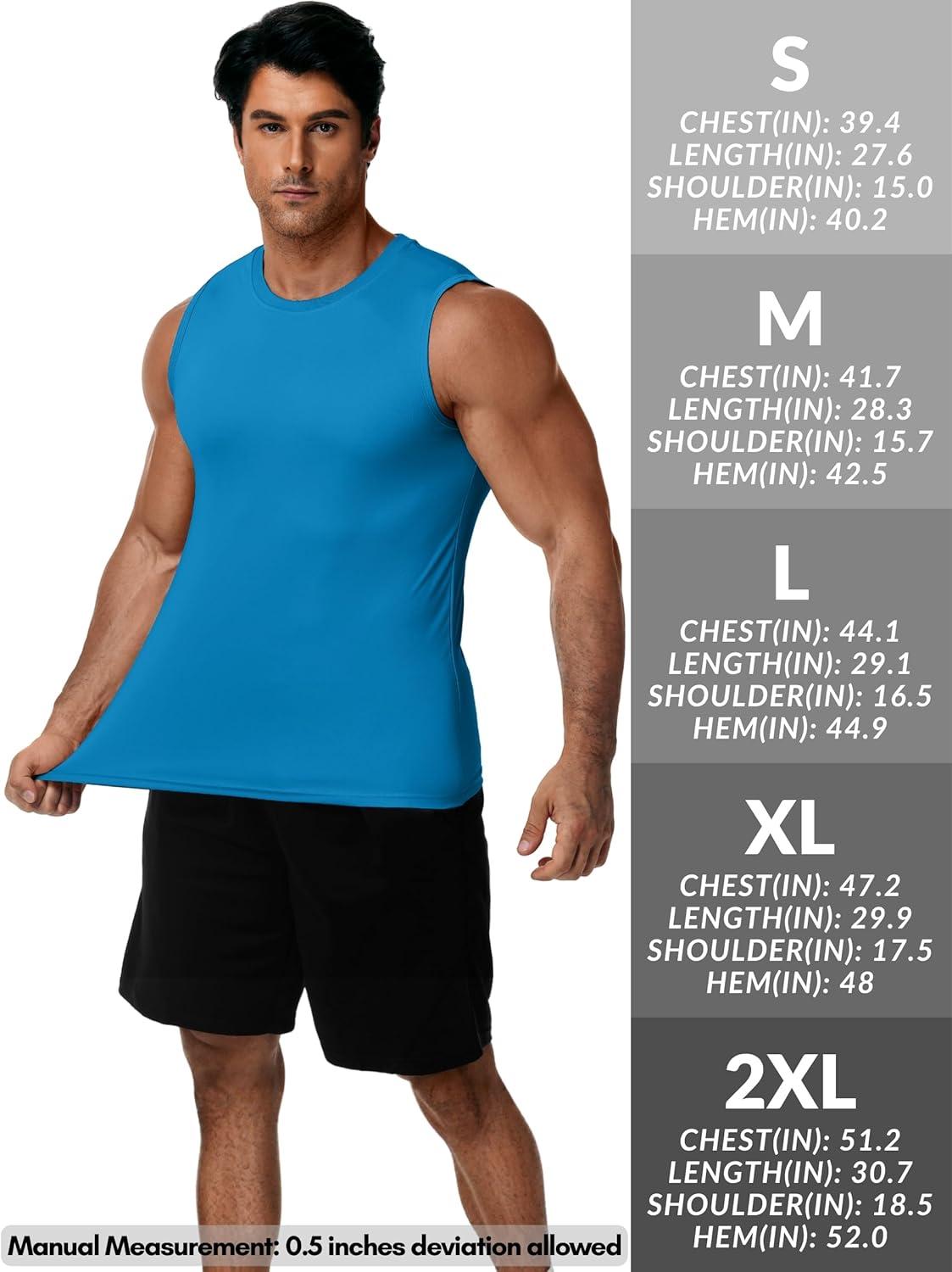 imageZITY Mens Sleeveless Shirts Quick Dry Tank Tops UPF 50 Workout Gym Muscle Shirts for Running Bodybuilding Summer BeachAzure