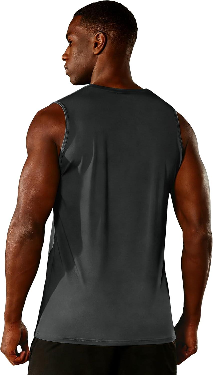 imageZITY Mens Sleeveless Shirts Quick Dry Tank Tops UPF 50 Workout Gym Muscle Shirts for Running Bodybuilding Summer BeachDark Grey
