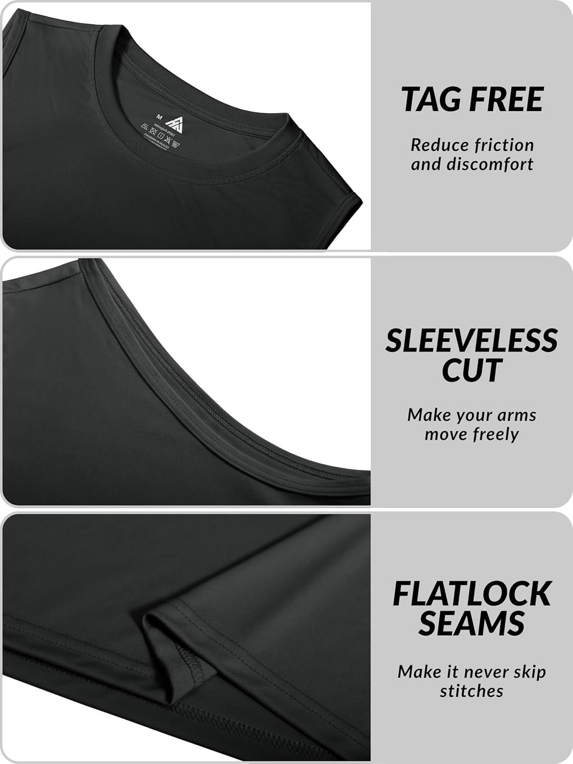 imageZITY Mens Sleeveless Shirts Quick Dry Tank Tops UPF 50 Workout Gym Muscle Shirts for Running Bodybuilding Summer BeachDark Grey