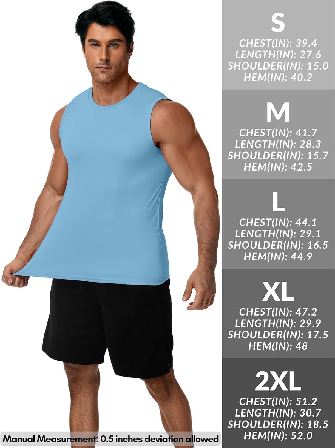 imageZITY Mens Sleeveless Shirts Quick Dry Tank Tops UPF 50 Workout Gym Muscle Shirts for Running Bodybuilding Summer BeachLight Blue