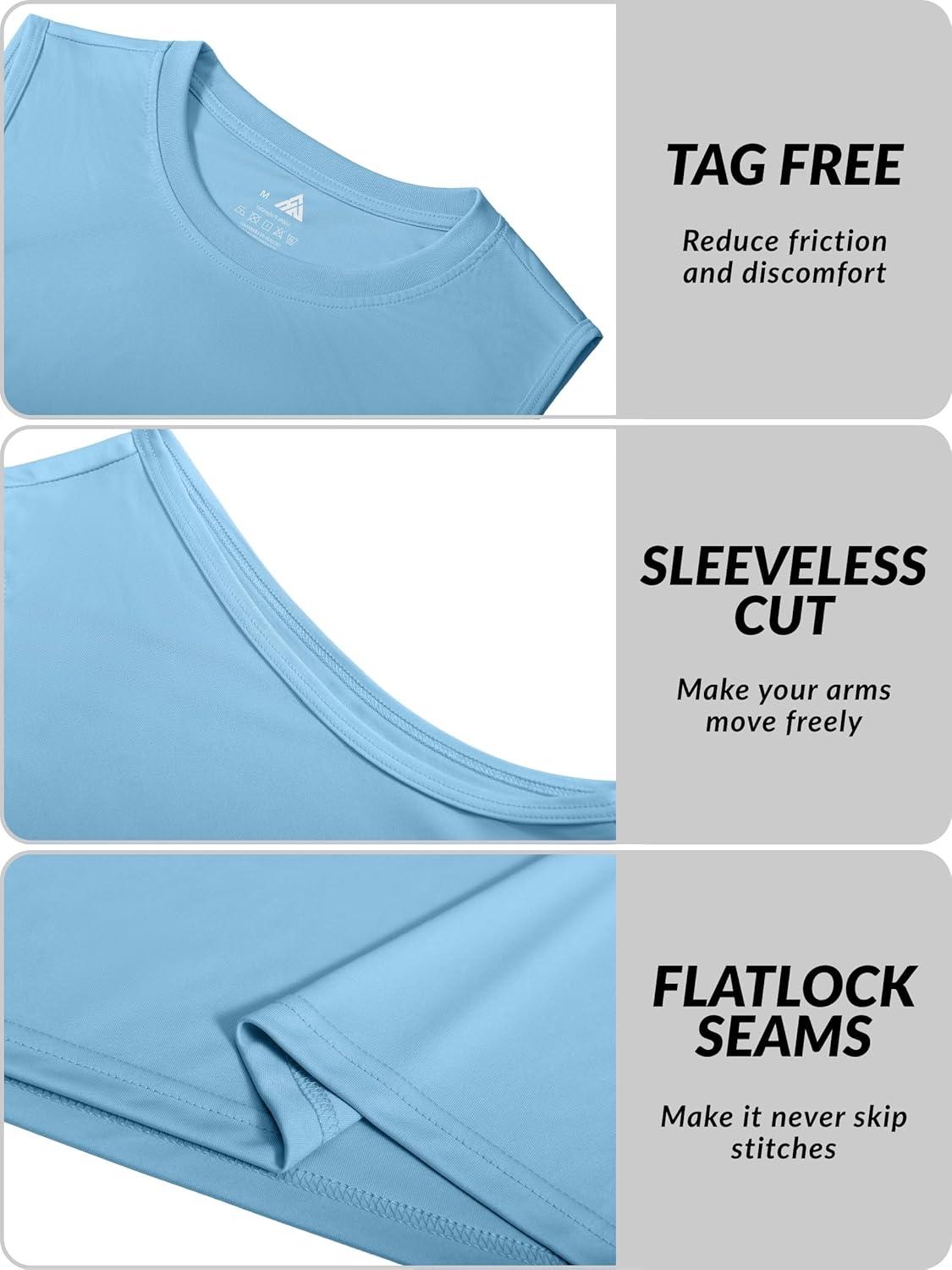 imageZITY Mens Sleeveless Shirts Quick Dry Tank Tops UPF 50 Workout Gym Muscle Shirts for Running Bodybuilding Summer BeachLight Blue