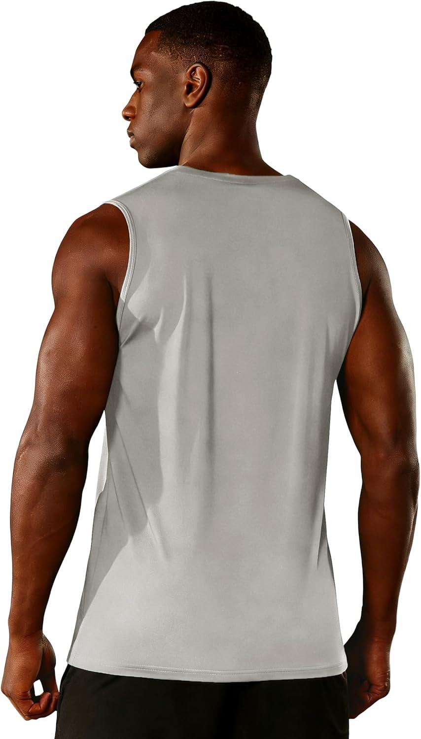 imageZITY Mens Sleeveless Shirts Quick Dry Tank Tops UPF 50 Workout Gym Muscle Shirts for Running Bodybuilding Summer BeachLight Grey
