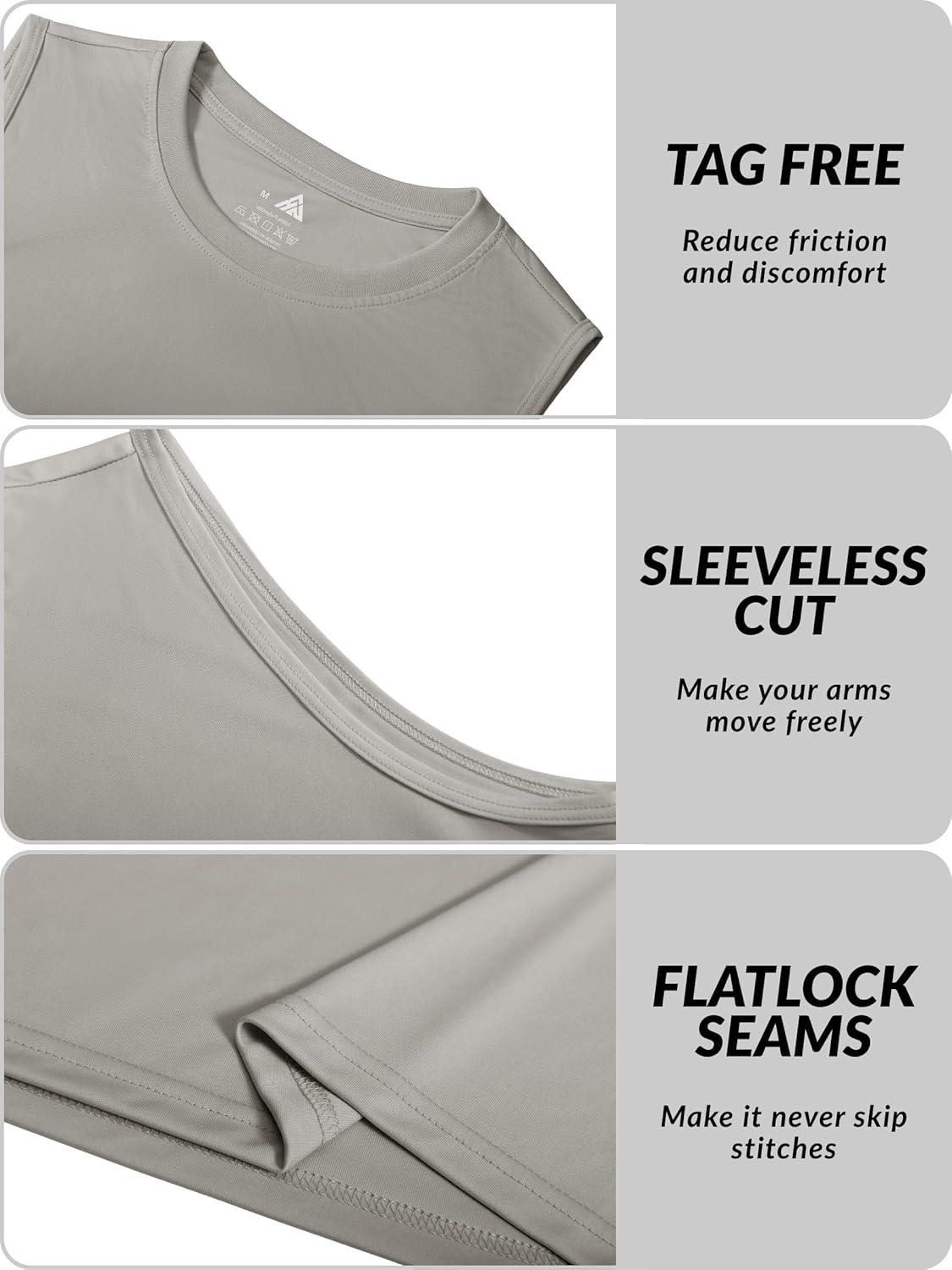 imageZITY Mens Sleeveless Shirts Quick Dry Tank Tops UPF 50 Workout Gym Muscle Shirts for Running Bodybuilding Summer BeachLight Grey