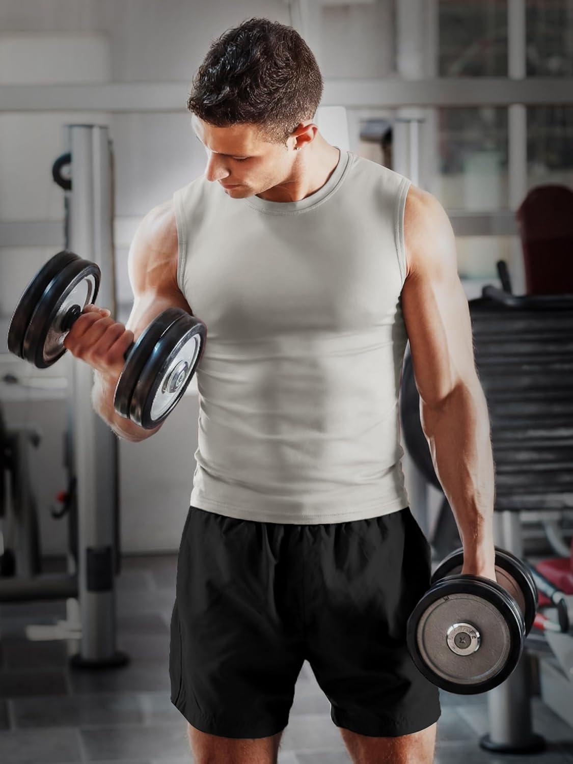 imageZITY Mens Sleeveless Shirts Quick Dry Tank Tops UPF 50 Workout Gym Muscle Shirts for Running Bodybuilding Summer BeachLight Grey