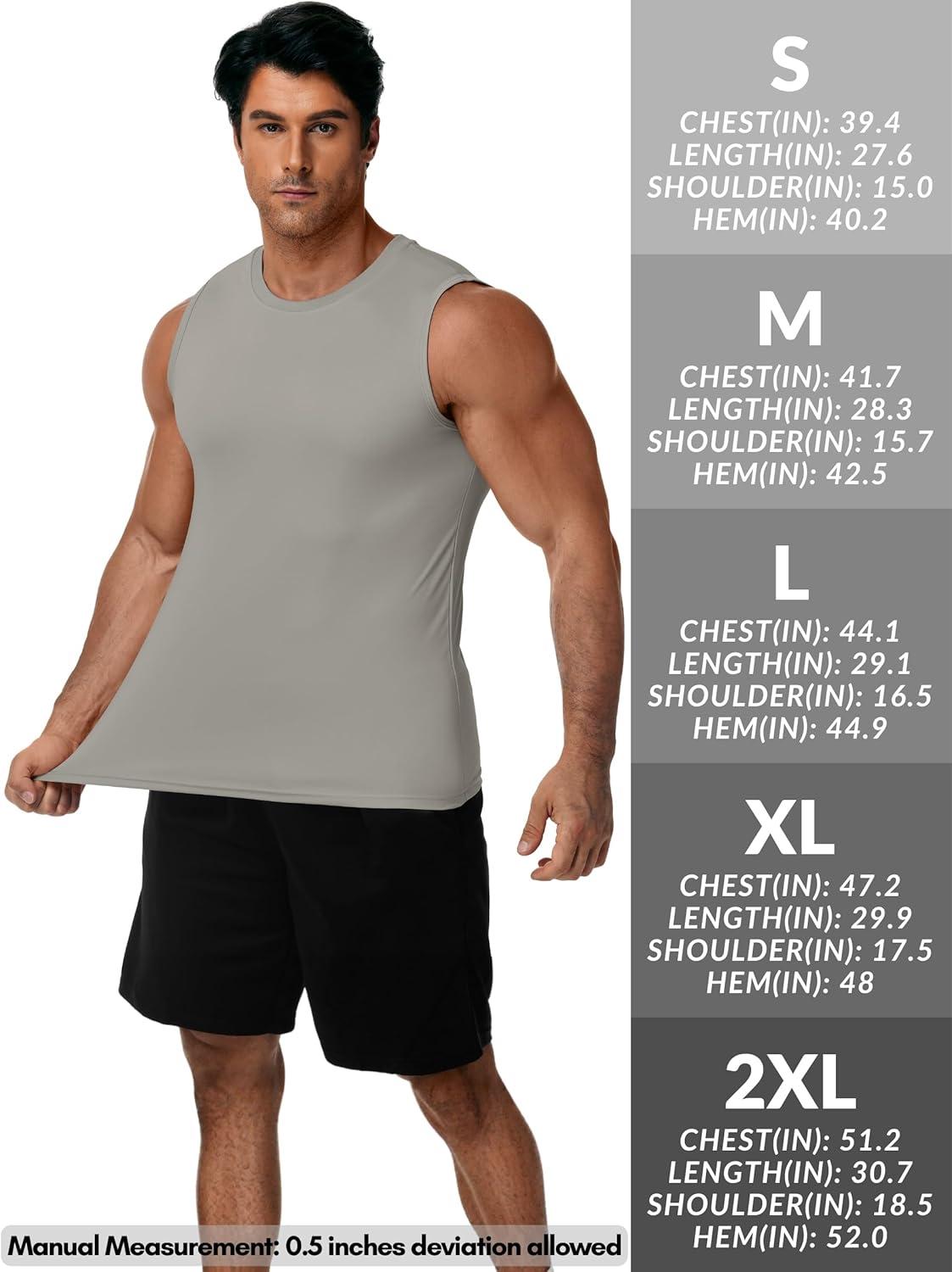 imageZITY Mens Sleeveless Shirts Quick Dry Tank Tops UPF 50 Workout Gym Muscle Shirts for Running Bodybuilding Summer BeachLight Grey