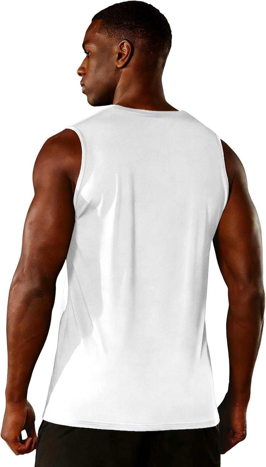 imageZITY Mens Sleeveless Shirts Quick Dry Tank Tops UPF 50 Workout Gym Muscle Shirts for Running Bodybuilding Summer BeachWhite
