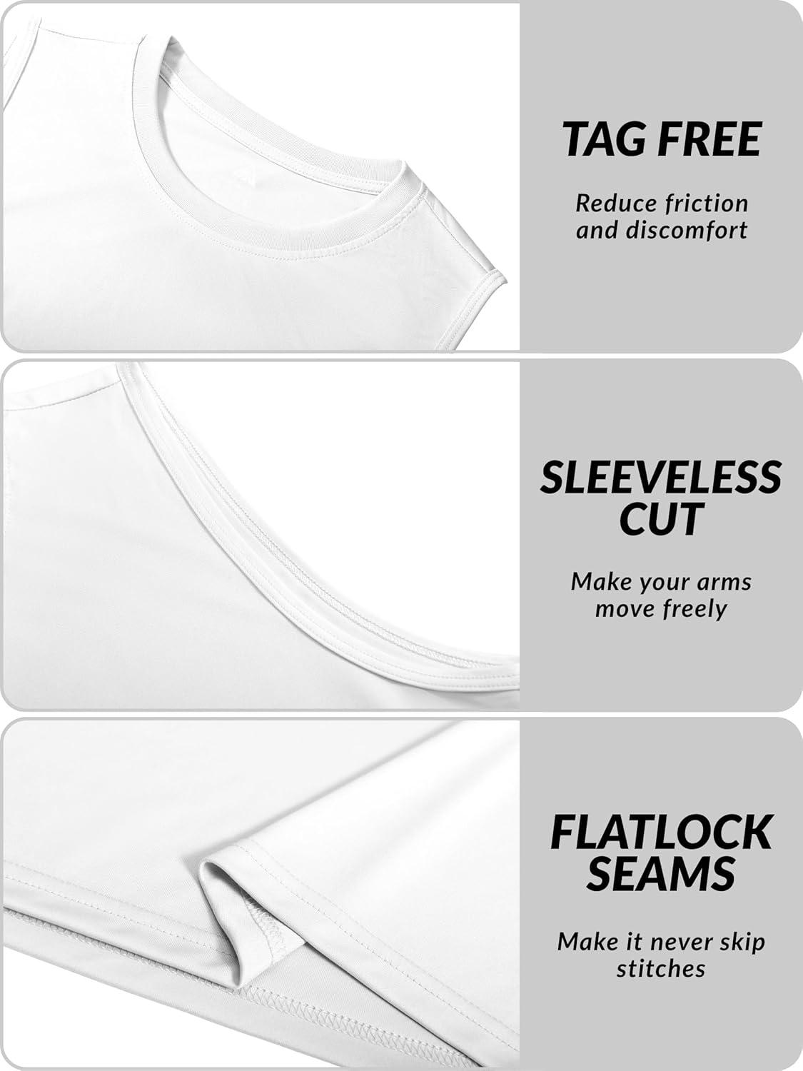 imageZITY Mens Sleeveless Shirts Quick Dry Tank Tops UPF 50 Workout Gym Muscle Shirts for Running Bodybuilding Summer BeachWhite