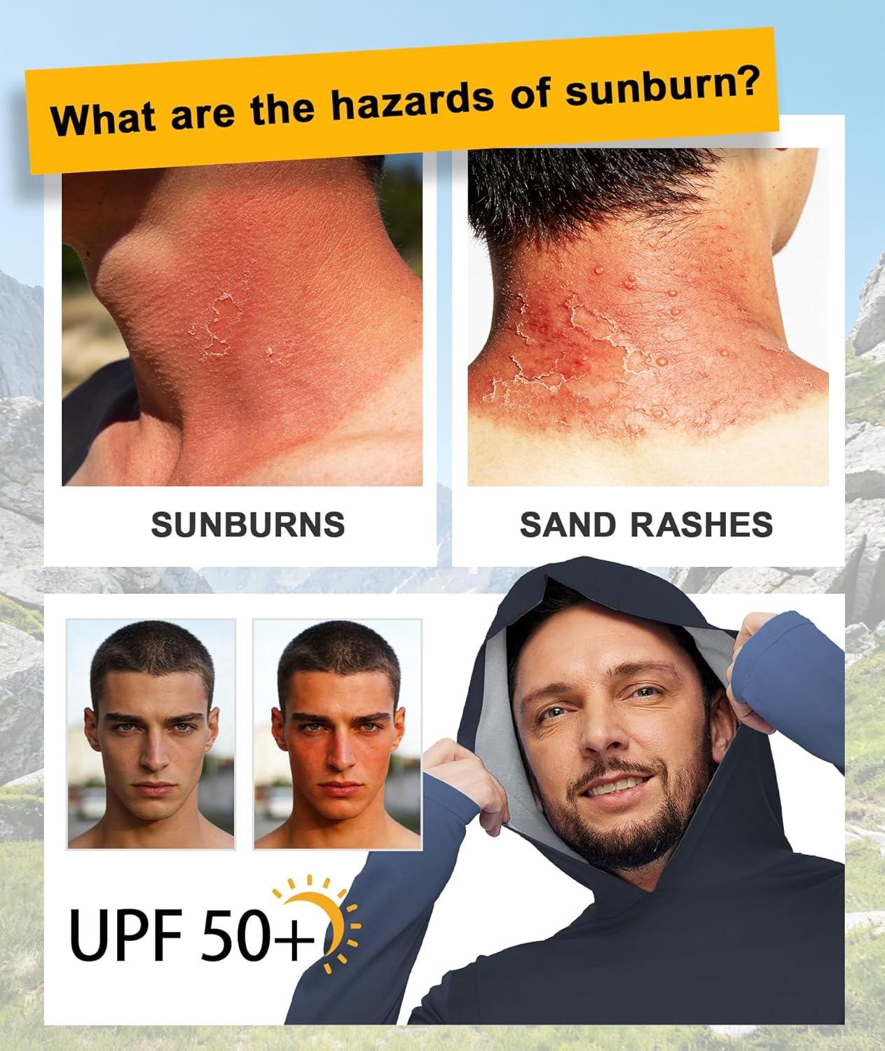 imageZITY Mens Sun Protection Shirts Long Sleeve Rash Guard Hoodie UV UPF 50 Fishing Running Athletic SweatshirtsFunny Black White Gradient